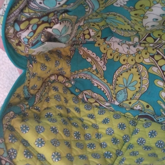 Vera Bradley Small Aqua/White/Green Handbag/Purse - Picture 11 of 12